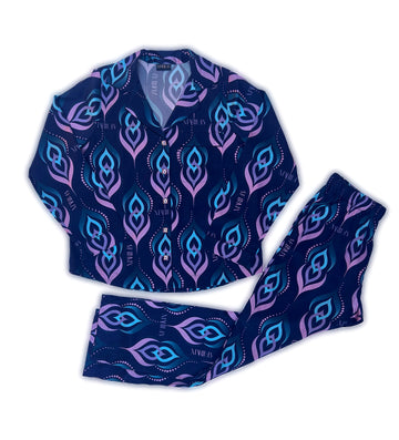 Multicolor Flame Silk Coordinated Set