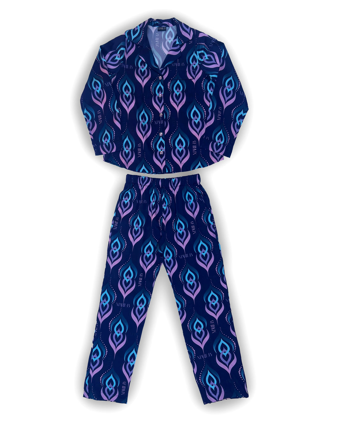 Multicolor Flame Silk Coordinated Set