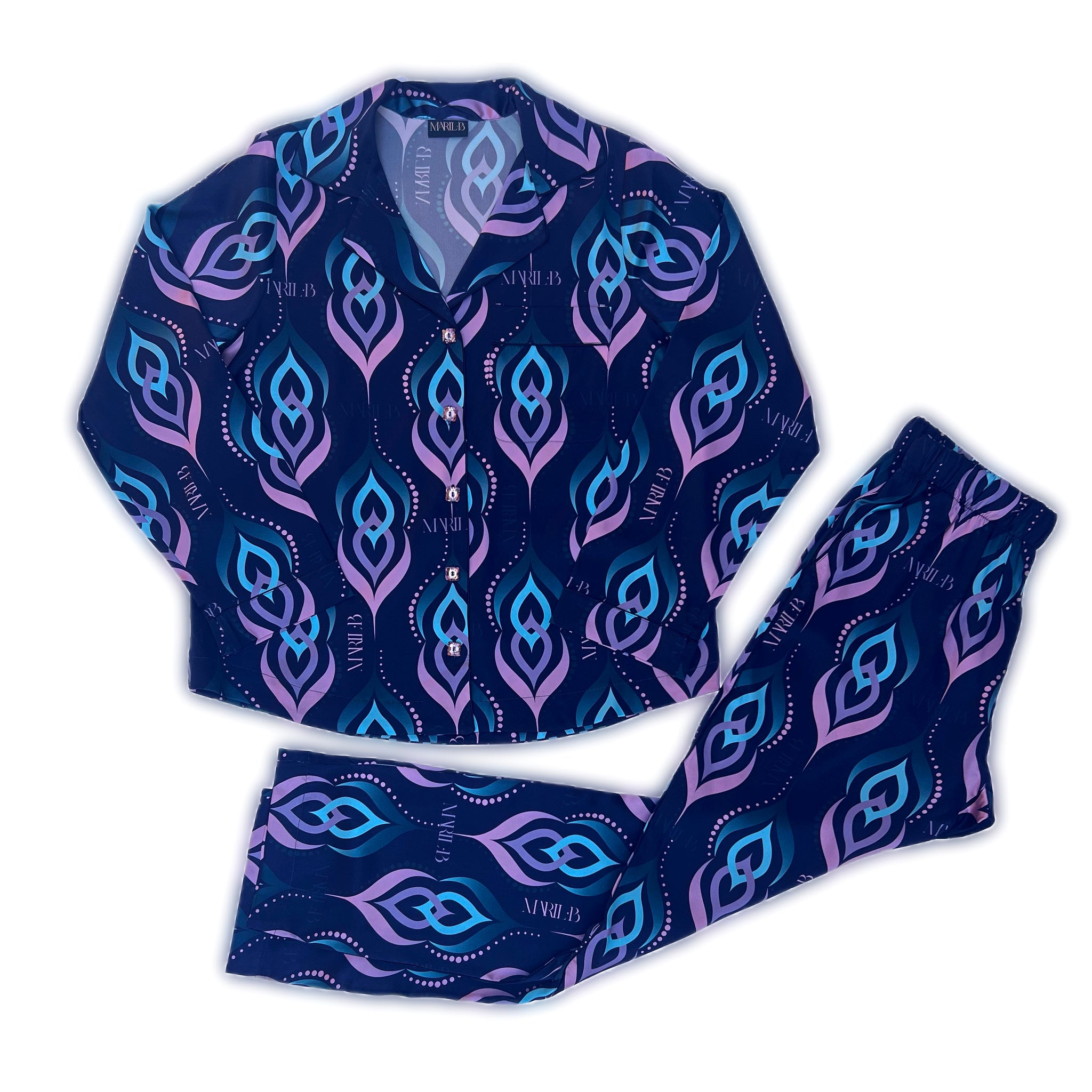 Multicolor Flame Silk Coordinated Set