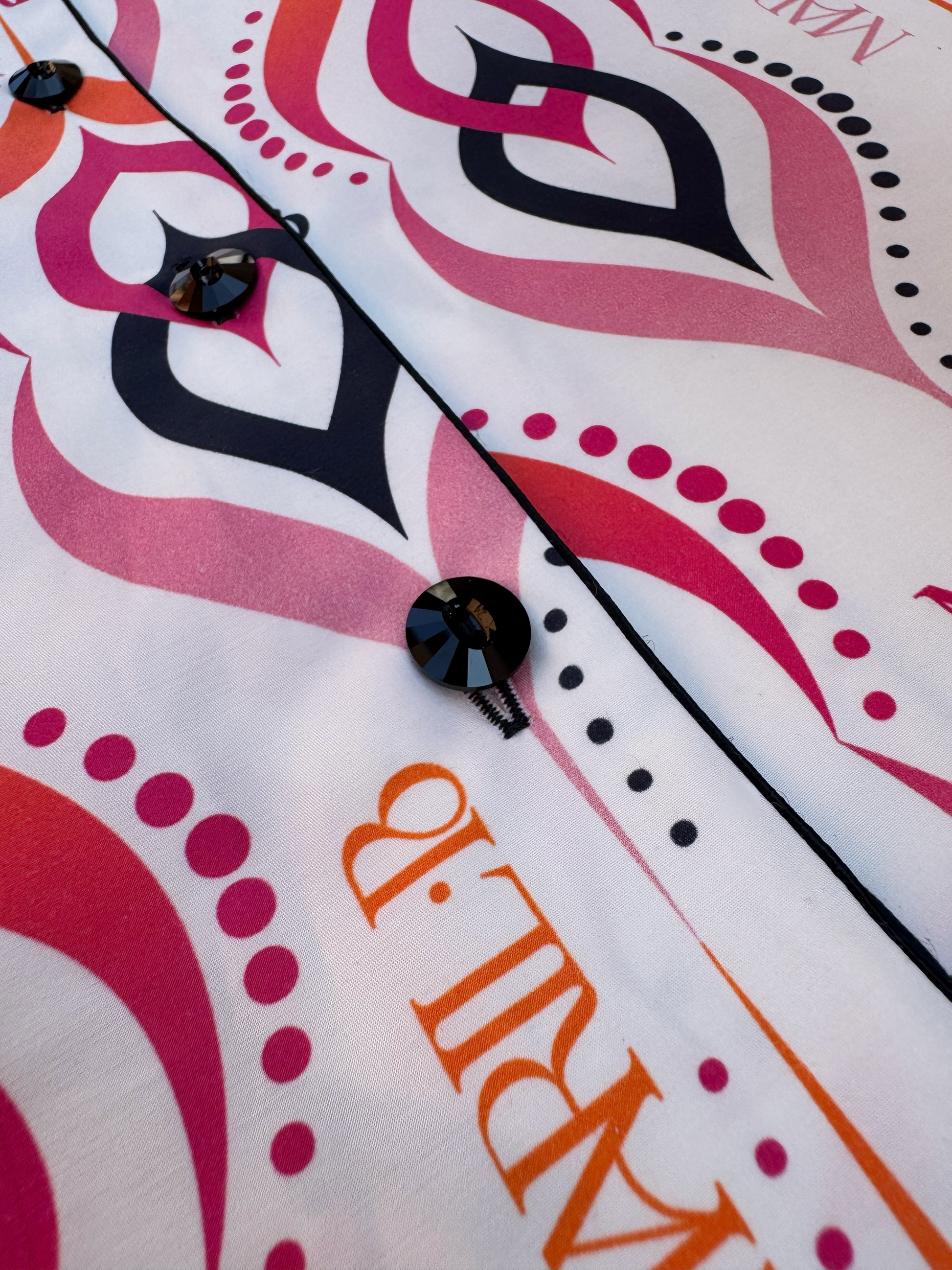 Close-up of the front crystal buttons