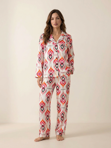 Silk loungewear set – Summer Flame | Maril.B